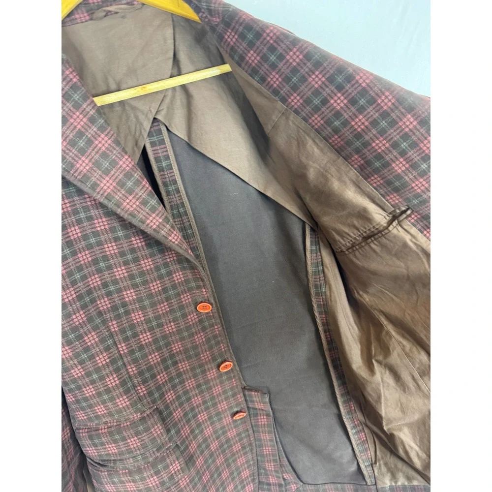 Alessandro Gherardeschi Mens Plaid Cotton Blazer Jacket Brown Red Italy Men 38